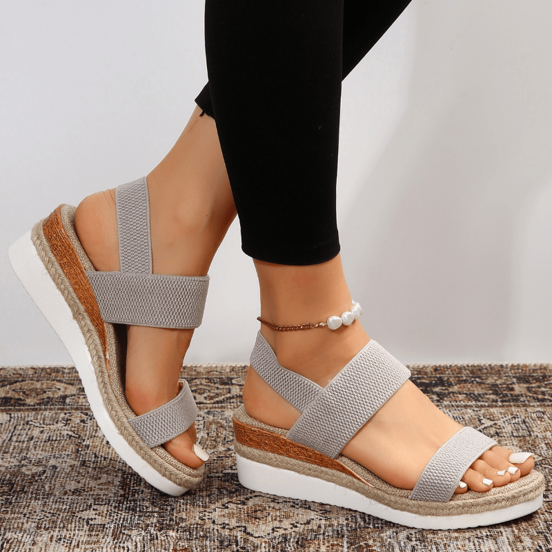 Women's Platform Sandals Elastic Straps Casual Footwear