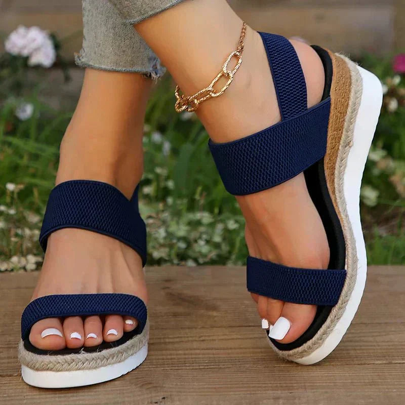 Women's Platform Sandals Elastic Straps Casual Footwear