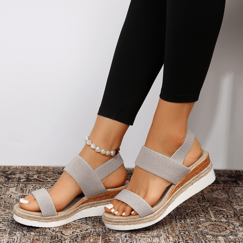 Women's Platform Sandals Elastic Straps Casual Footwear