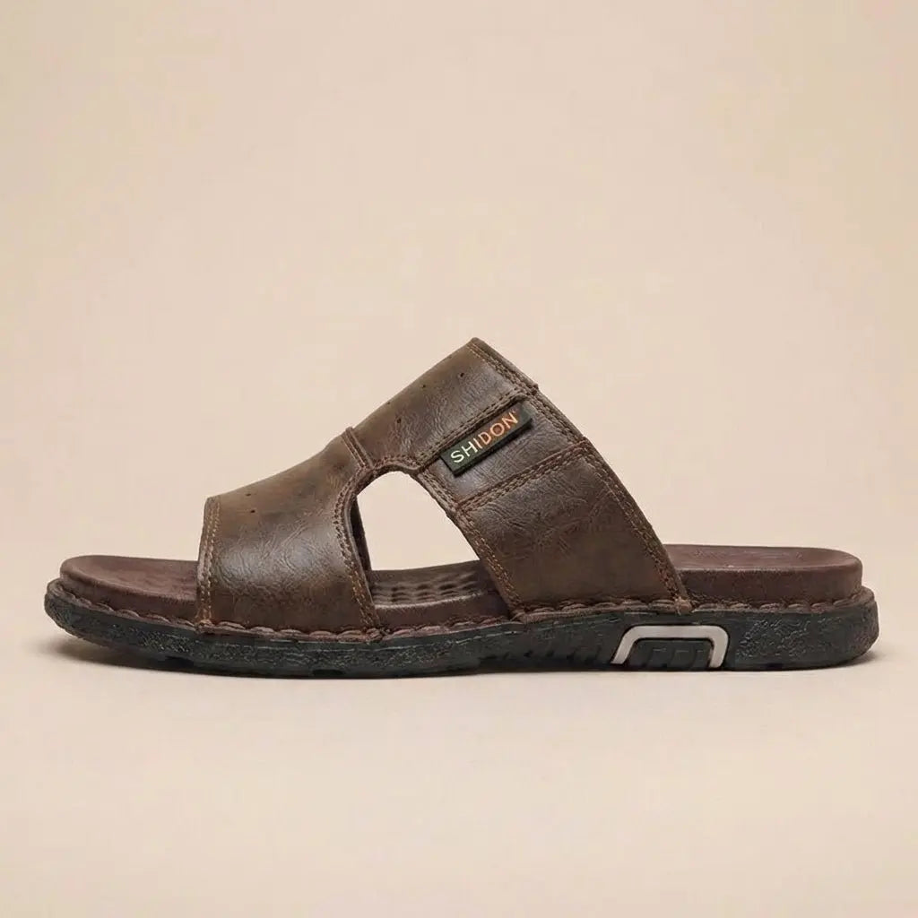 Men's Orthopedic Slide Sandals Wide Fit Leather