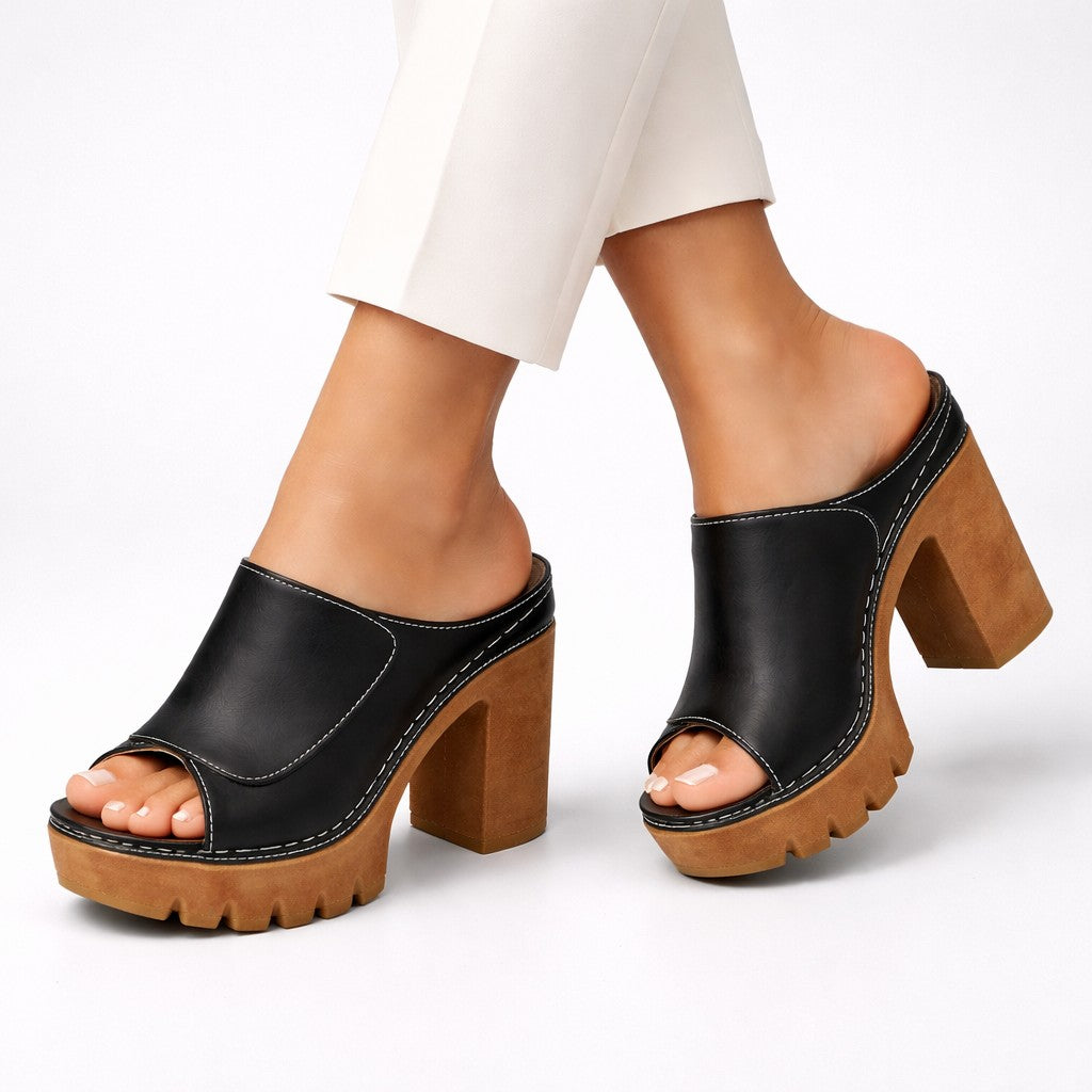 Platform Strap Heels in Black | Valenira