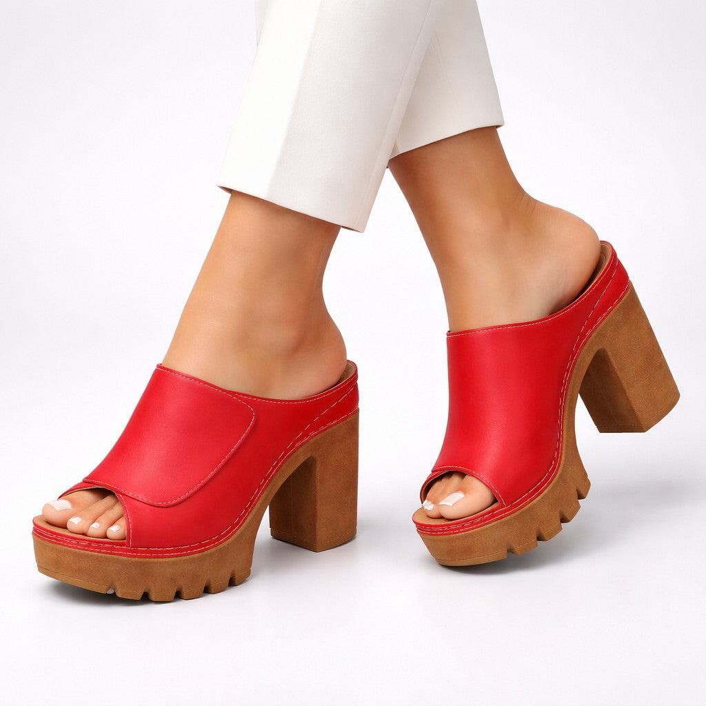 Platform Strap Heels in Red | Valenira
