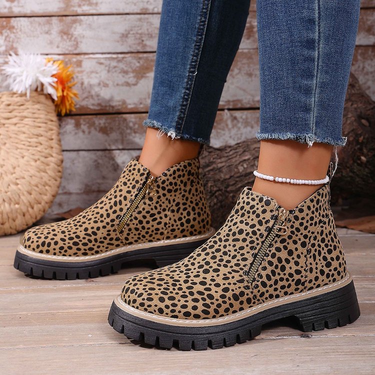 Women's Chelsea Boots Side-Zip Suede Ankle Boots Chunky Heel