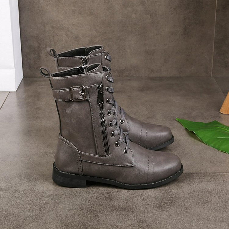 Luvrefashion | Emma Lace Up Combat Boots in Brown - image 12