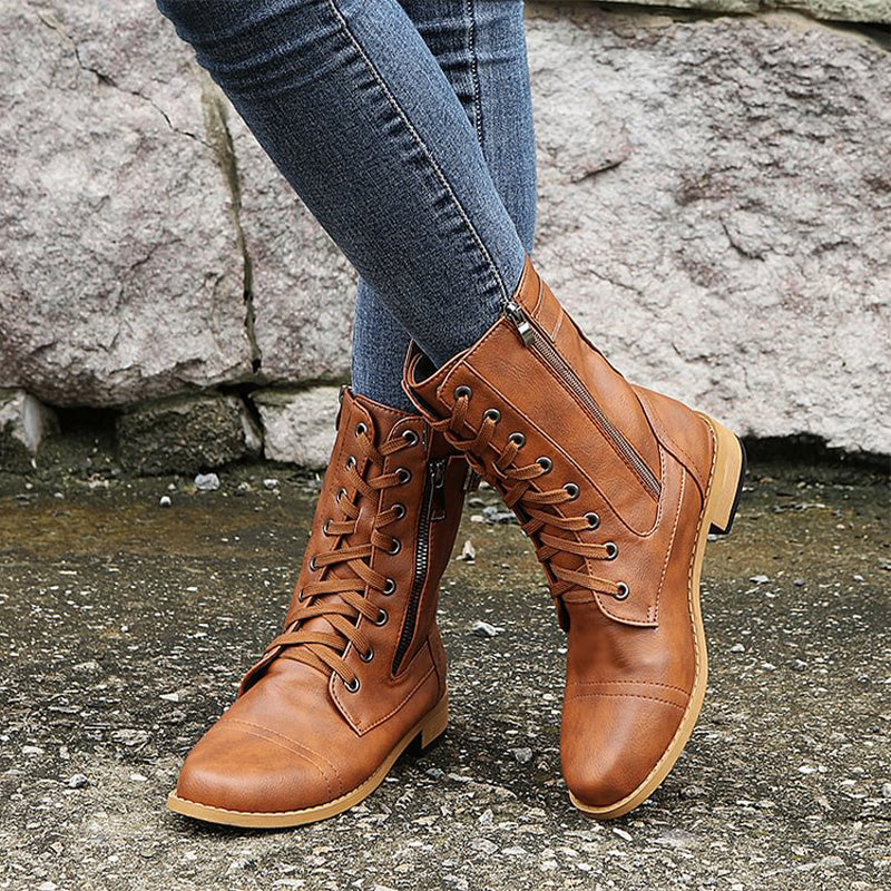 Luvrefashion | Emma Lace Up Combat Boots in Brown - image 10