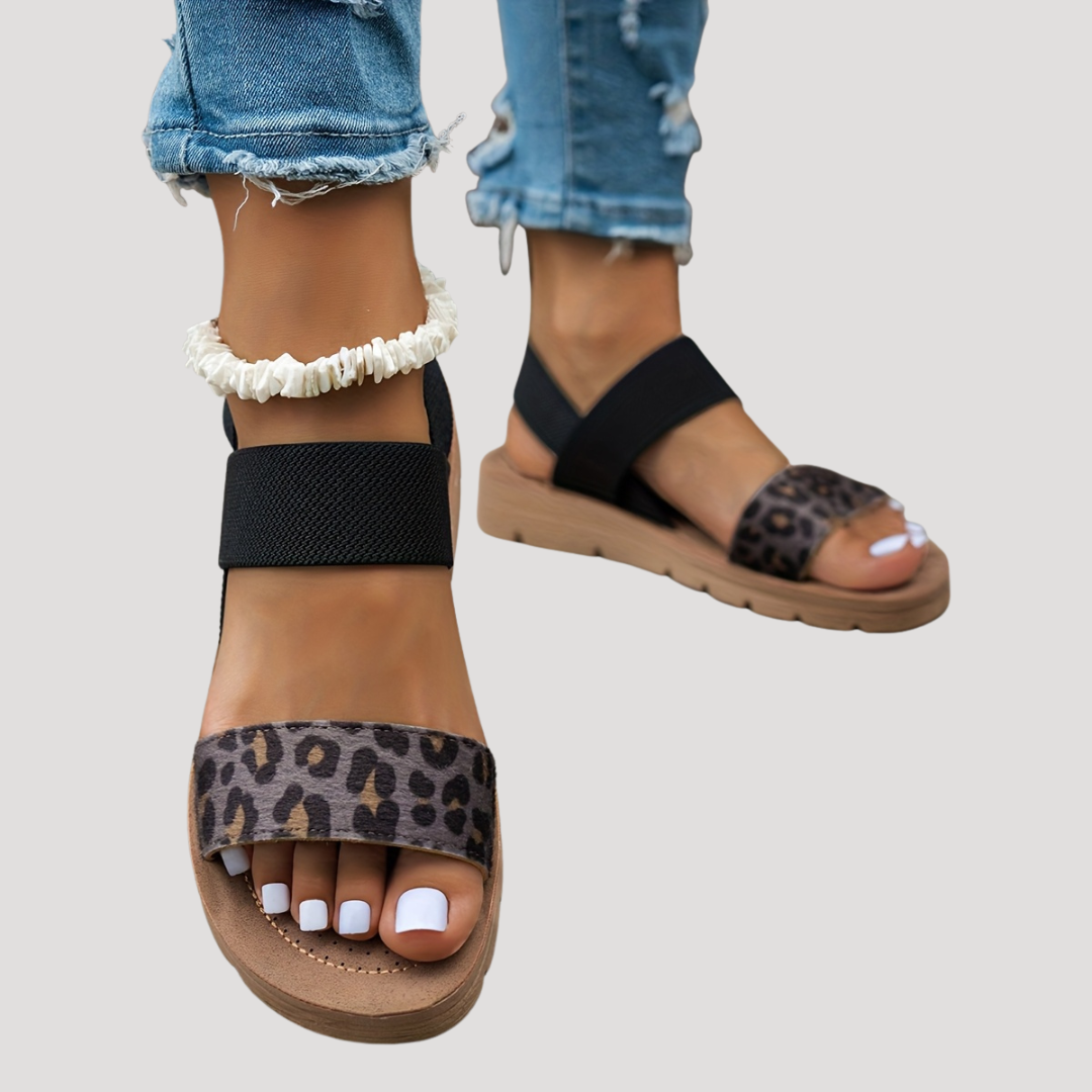 Zenobia | Leopard Cross-Strap Flat Sandals
