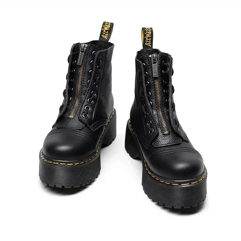 Women’s Platform Ankle Boots | Black Zipper Design