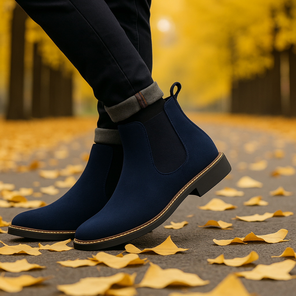 Men's Chelsea Boots Suede Slip-On Casual Footwear