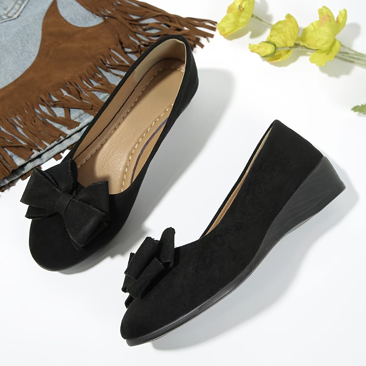 Gloria – Chic Slip-On Ballet Flats with Bow Detail