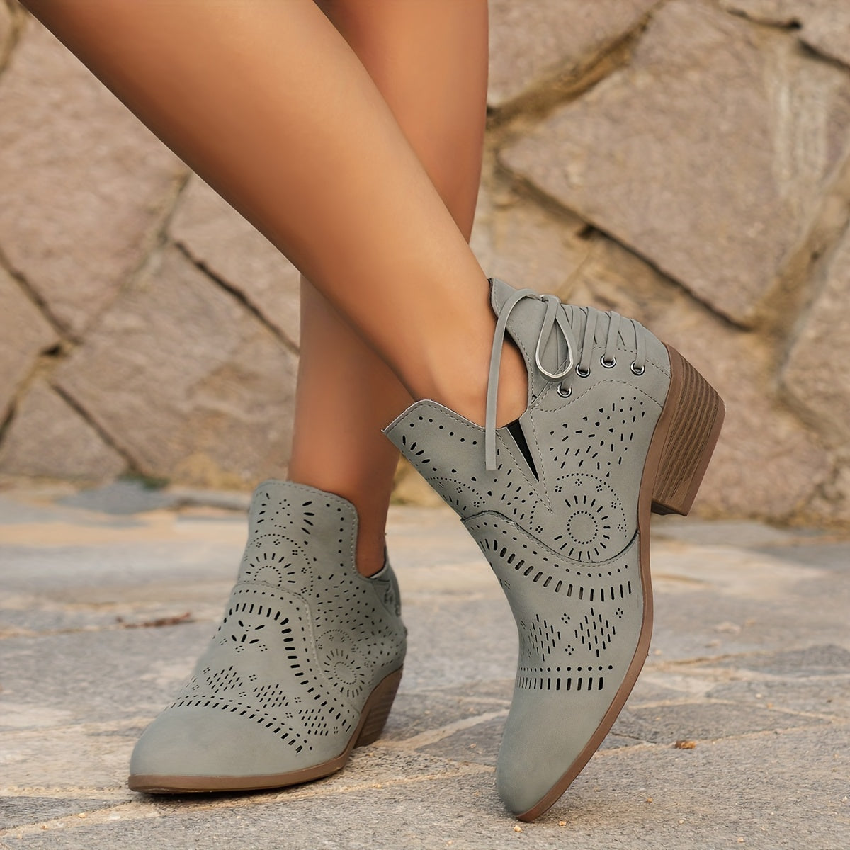 Women's Cutout Ankle Boots - Stylish Casual Footwear