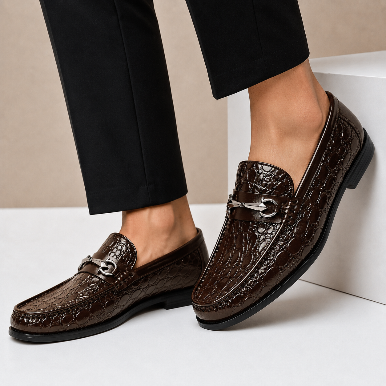 Men's Loafers Cowhide Leather Slip-On Casual Shoes