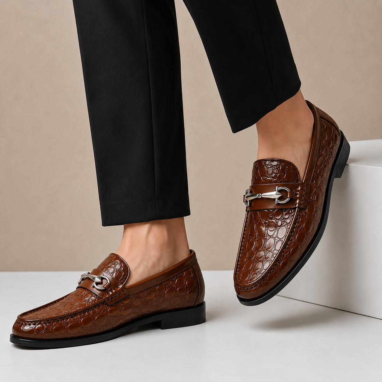 Men's Loafers Cowhide Leather Slip-On Casual Shoes