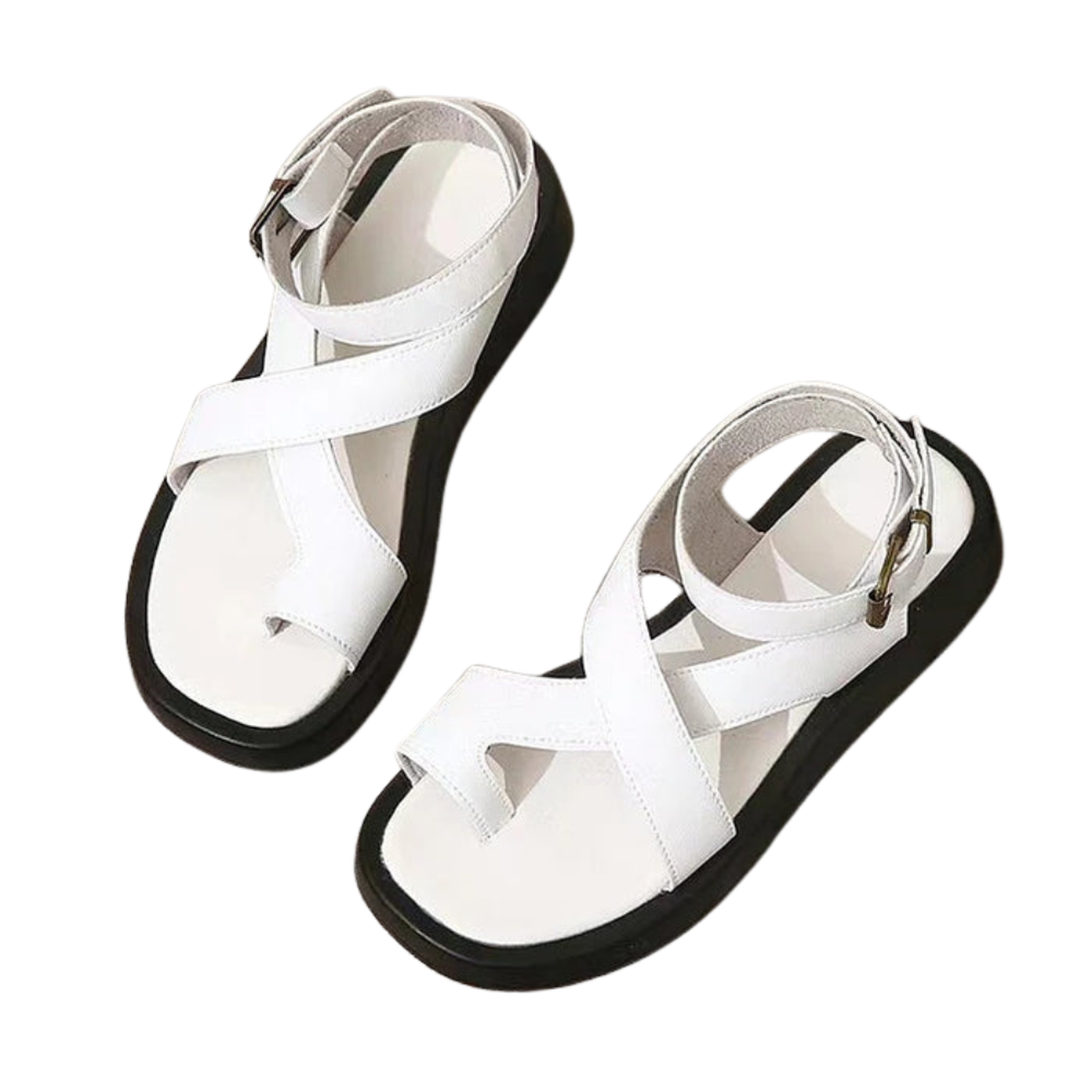 Women's Flat Sandals Cross Strap Minimalist Design Casual Footwear