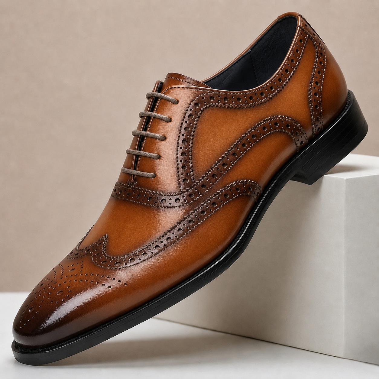 Men's Cowhide Leather Wedding Shoes Casual Slip-On Footwear