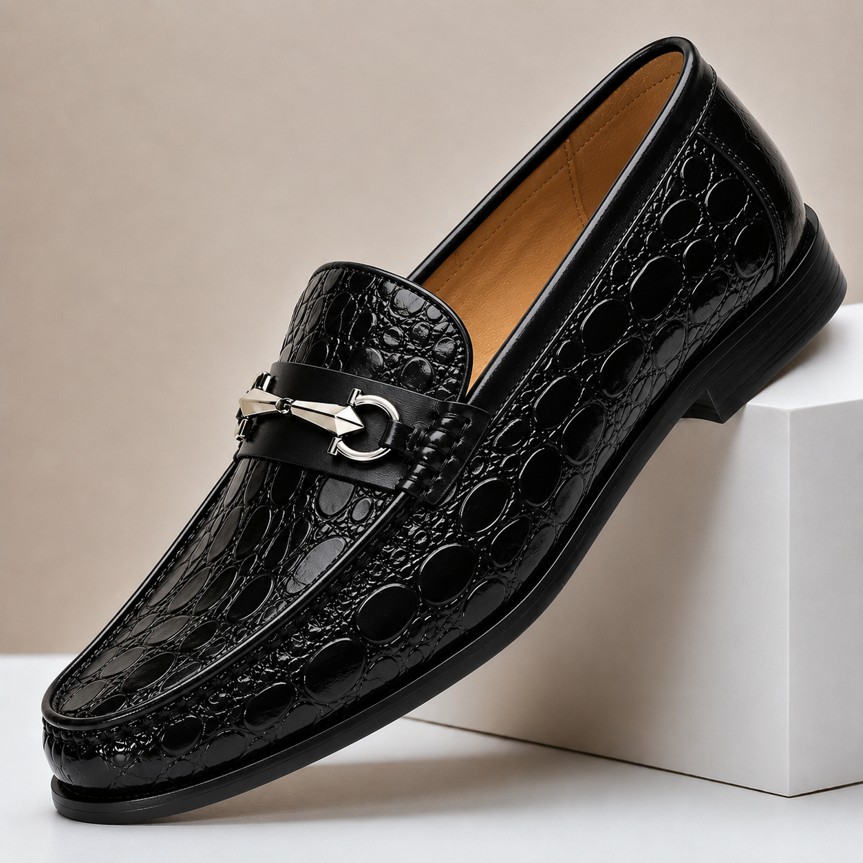 Men's Loafers Cowhide Leather Slip-On Casual Shoes