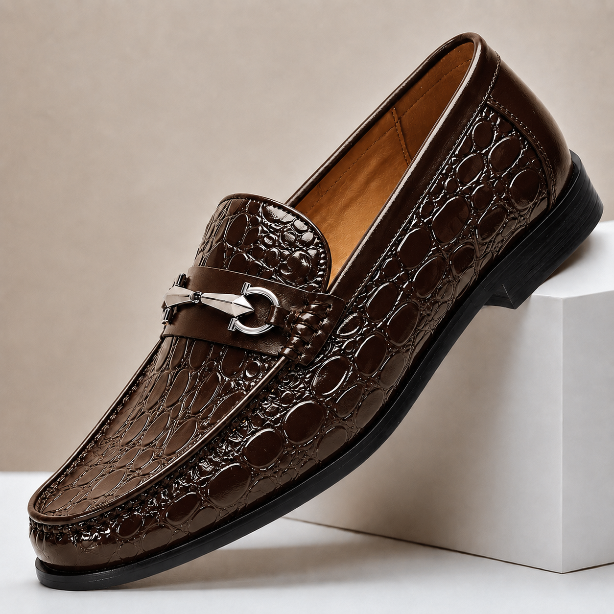 Men's Loafers Cowhide Leather Slip-On Casual Shoes