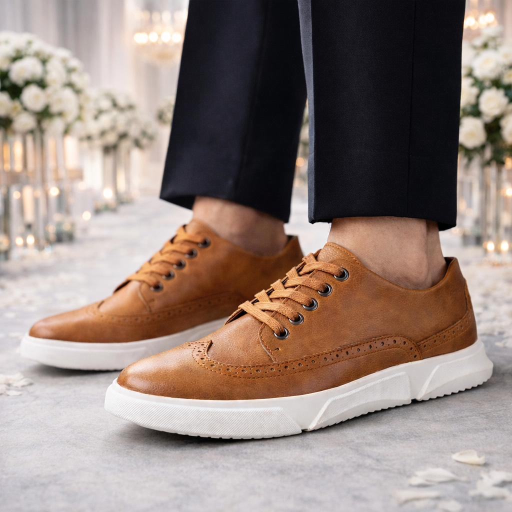 Men's Low-Top Sneakers Casual Leather Slip-On Shoes