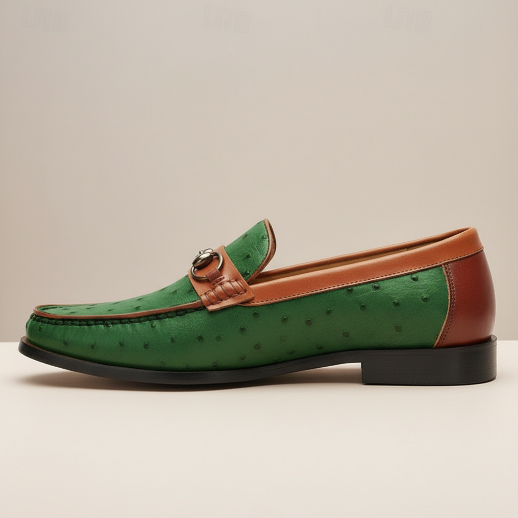 Men's Cowhide Leather Loafers Slip-On Casual Shoes