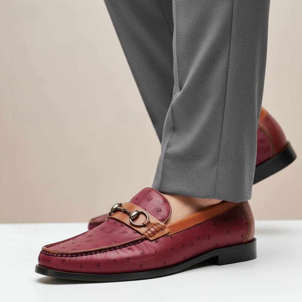 Men's Cowhide Leather Loafers Slip-On Casual Shoes
