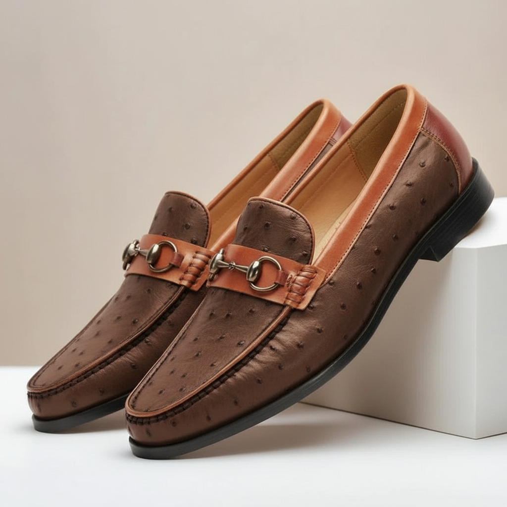 Men's Cowhide Leather Loafers Slip-On Casual Shoes