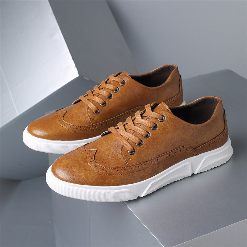 Men's Low-Top Sneakers Casual Leather Slip-On Shoes