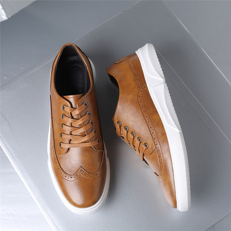 Men's Low-Top Sneakers Casual Leather Slip-On Shoes