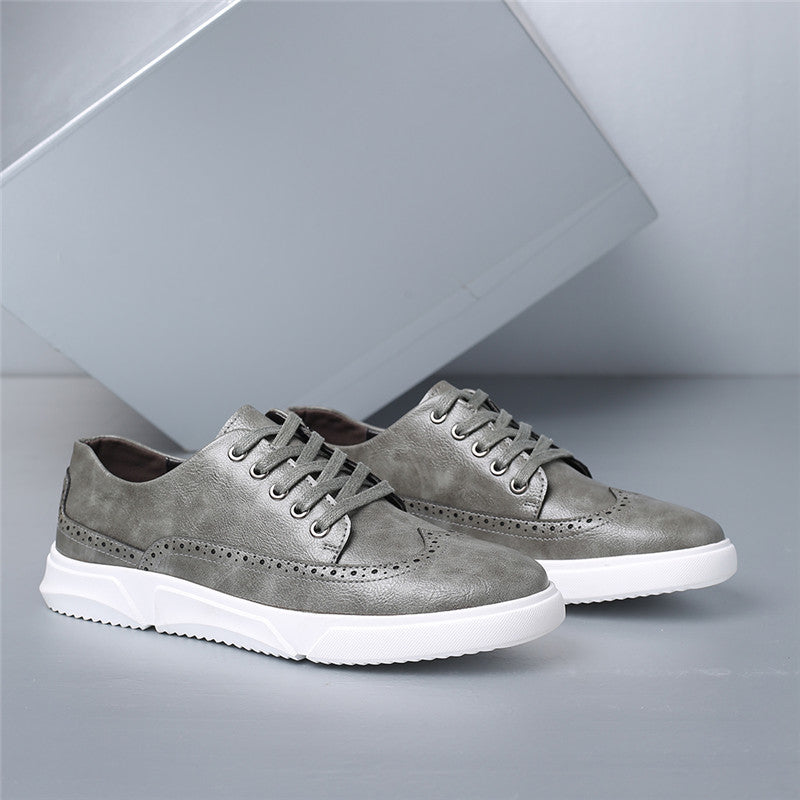 Men's Low-Top Sneakers Casual Leather Slip-On Shoes