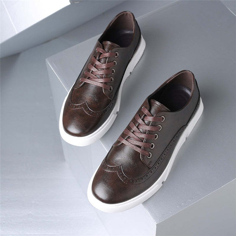 Men's Low-Top Sneakers Casual Leather Slip-On Shoes
