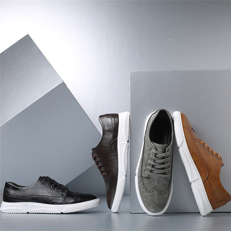 Men's Low-Top Sneakers Casual Leather Slip-On Shoes