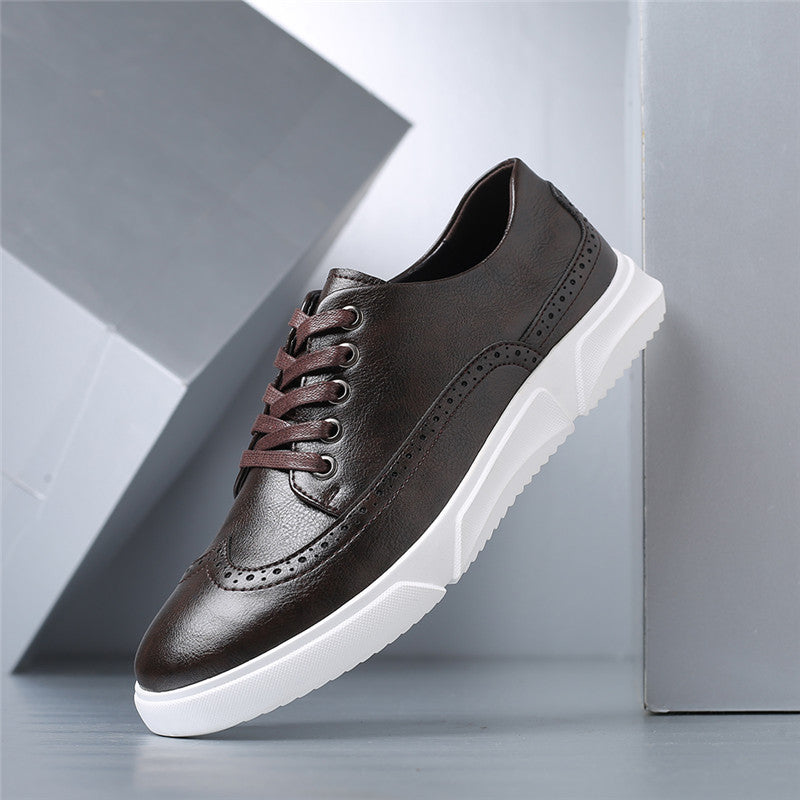 Men's Low-Top Sneakers Casual Leather Slip-On Shoes