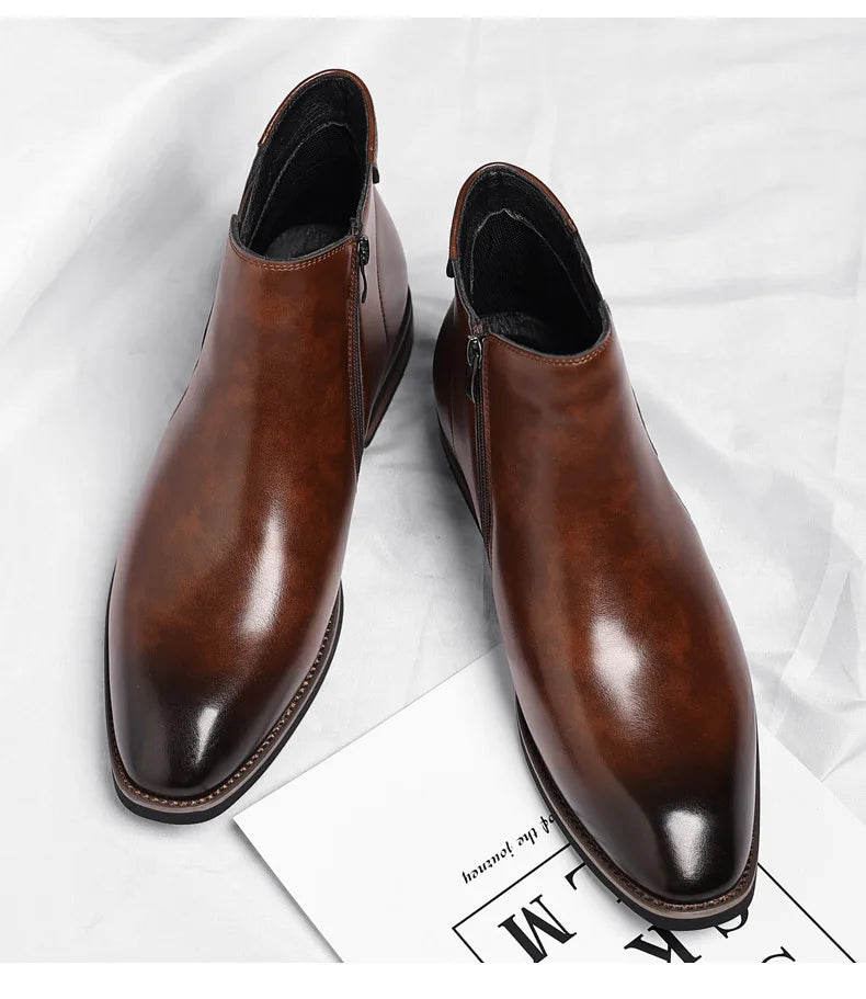 Men's Chelsea Boots Leather Slip-On Casual Footwear