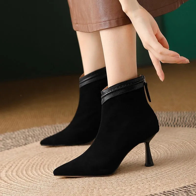 Women's Ankle Boots with Chunky Heel and Side Zipper | Casual Footwear