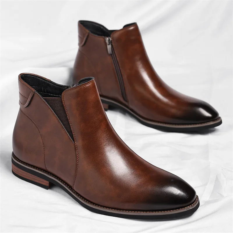 Men's Chelsea Boots Leather Slip-On Casual Footwear