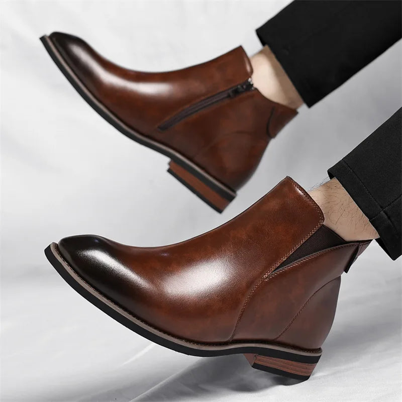 Men's Chelsea Boots Leather Slip-On Casual Footwear