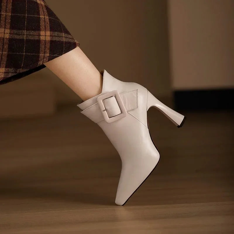 Women's Buckle Heel Boots | Stylish Ankle Length | Casual Footwear