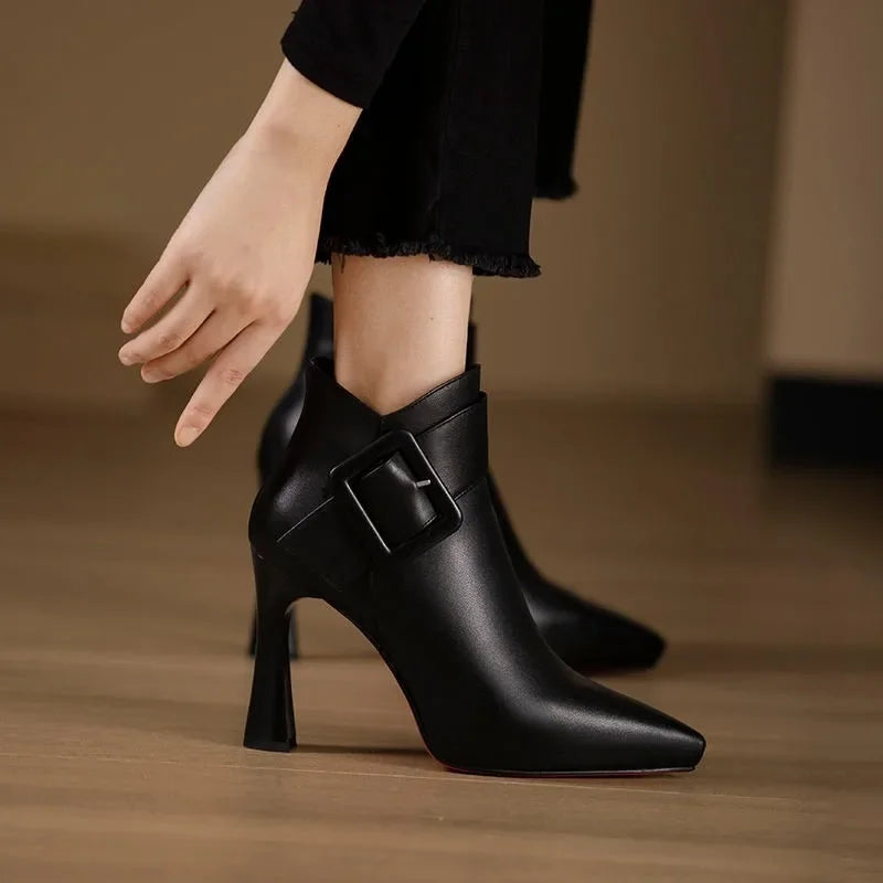 Women's Buckle Heel Boots | Stylish Ankle Length | Casual Footwear