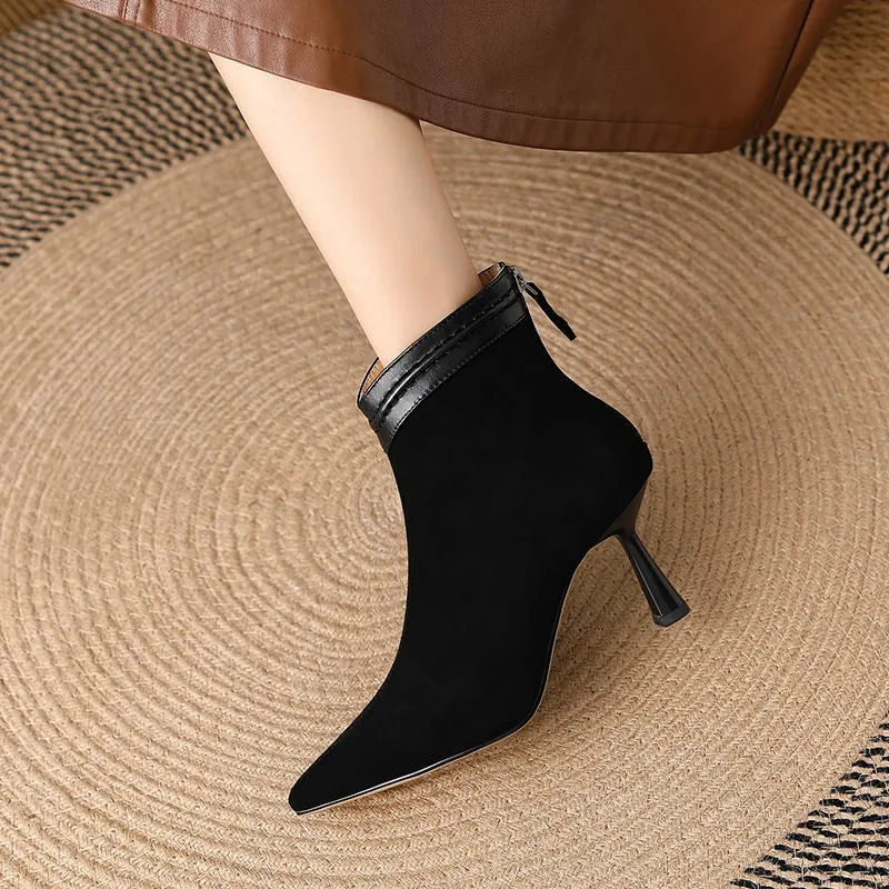 Women's Ankle Boots with Chunky Heel and Side Zipper | Casual Footwear