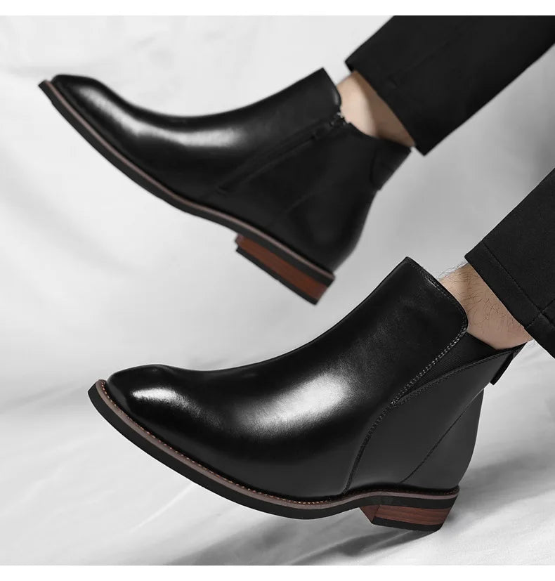 Men's Chelsea Boots Leather Slip-On Casual Footwear