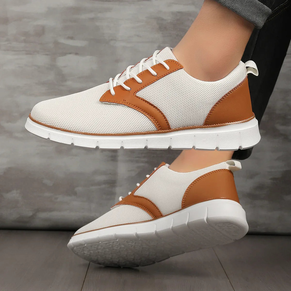 Men's Sneakers Orthopedic Footbed Canvas Leather Casual