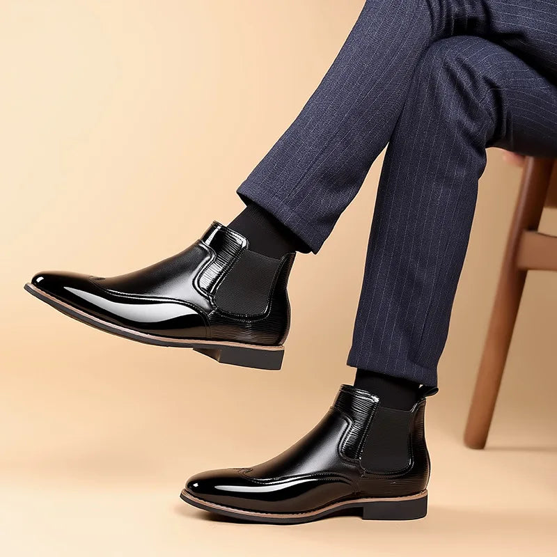 Men's Leather Boots Stylish Design Casual Footwear