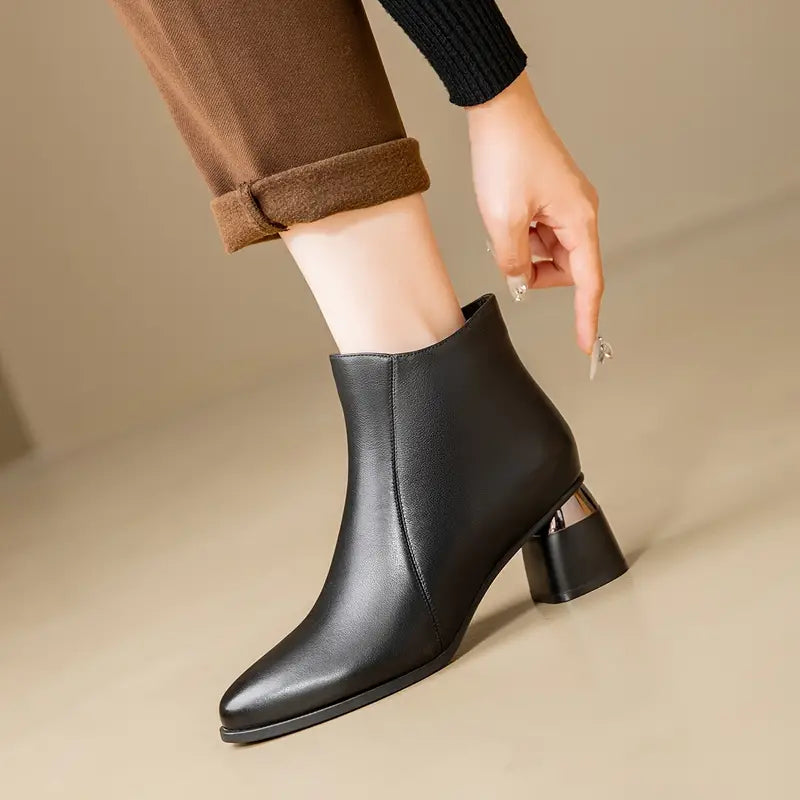 Women's Ankle Boots Side-Zip Faux Leather Casual Footwear