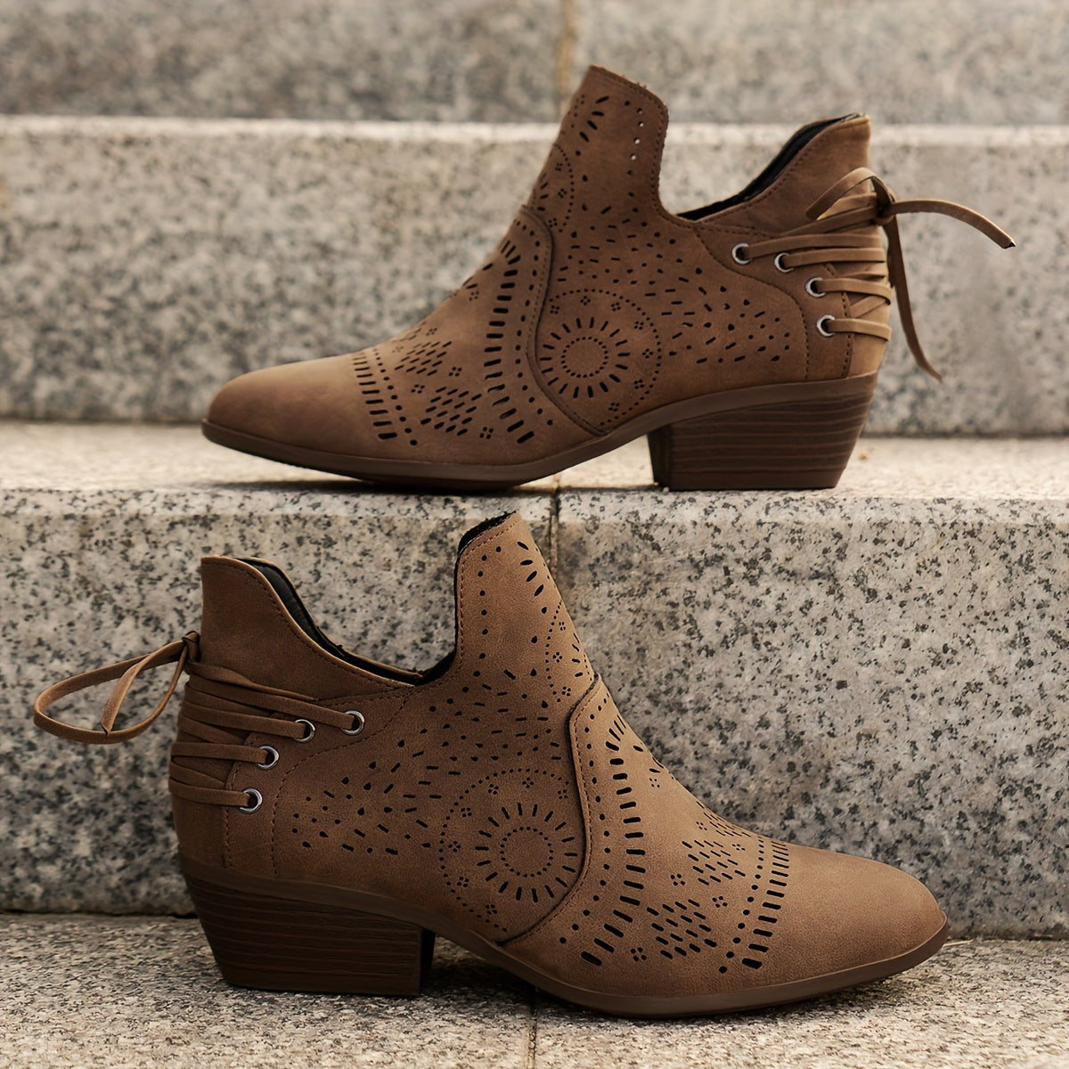Women's Cutout Ankle Boots - Stylish Casual Footwear