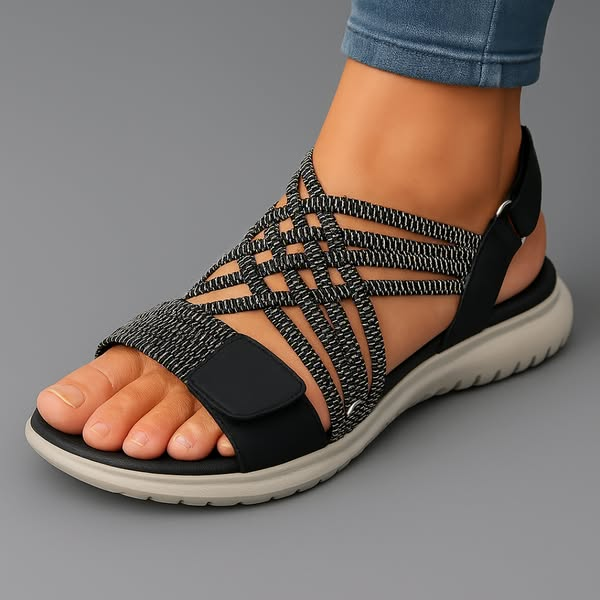 Women's Orthopedic Sandals Strappy Upper Hook and Loop Closure Casual Footwear