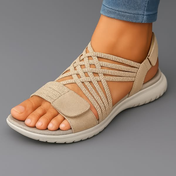Women's Orthopedic Sandals Strappy Upper Hook and Loop Closure Casual Footwear