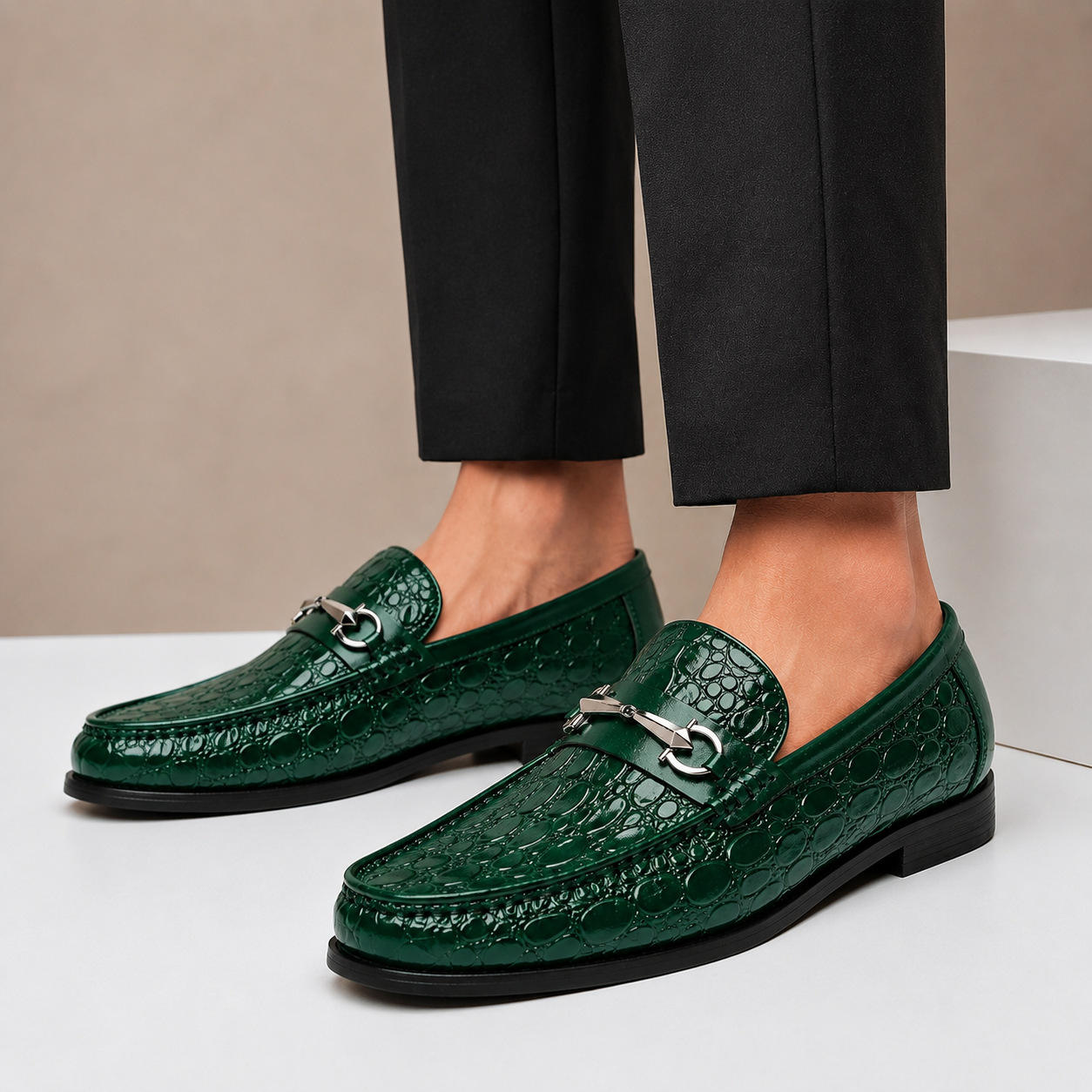 Men's Loafers Cowhide Leather Slip-On Casual Shoes