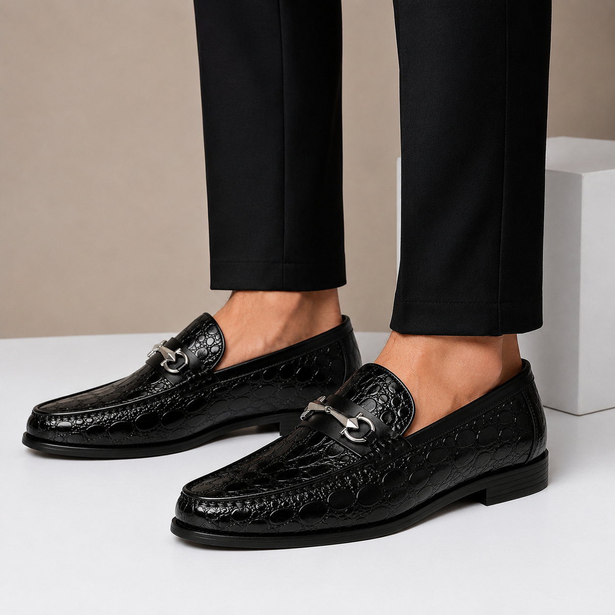 Men's Loafers Cowhide Leather Slip-On Casual Shoes