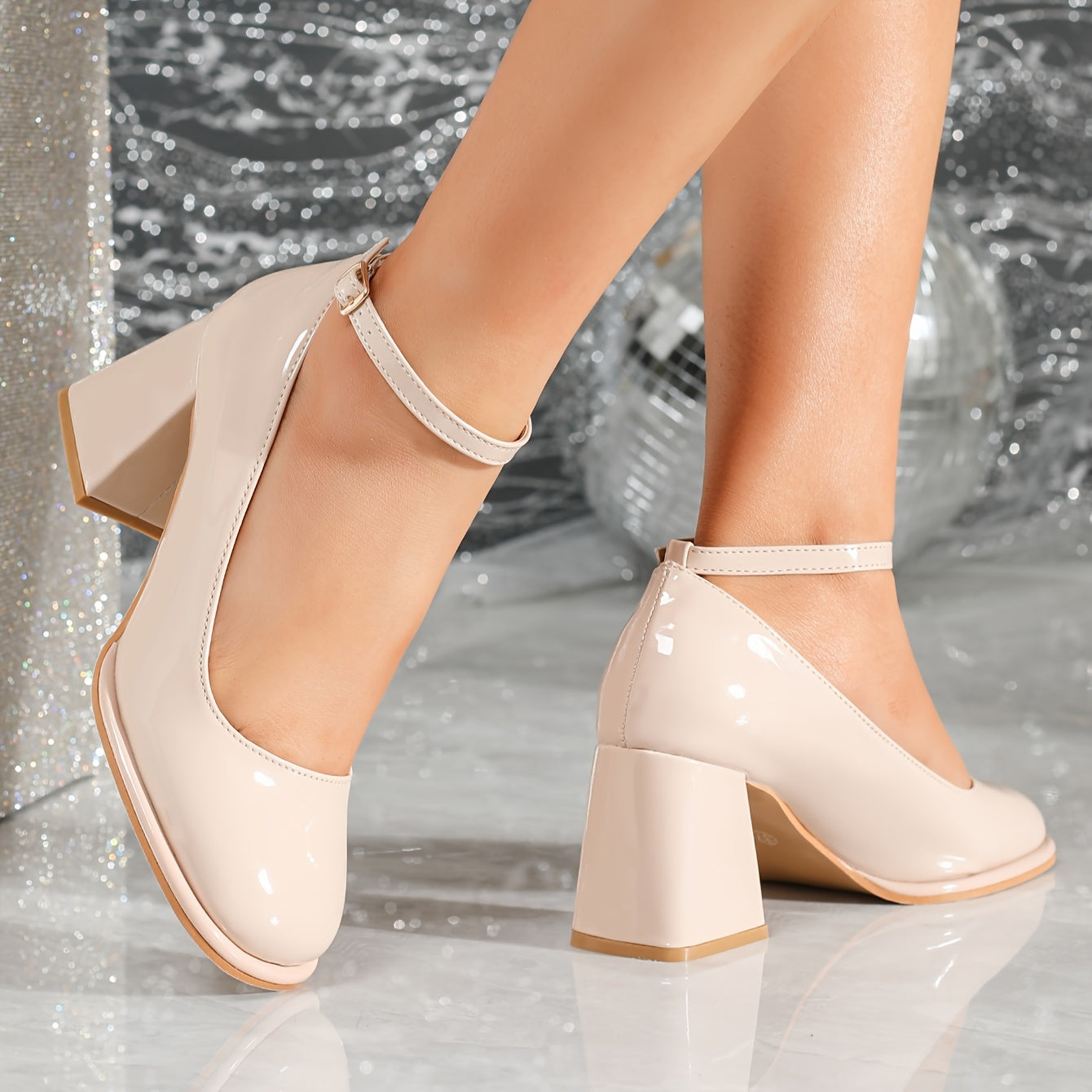 Comfortable Heels for Women with Block Heel Ankle Strap Style