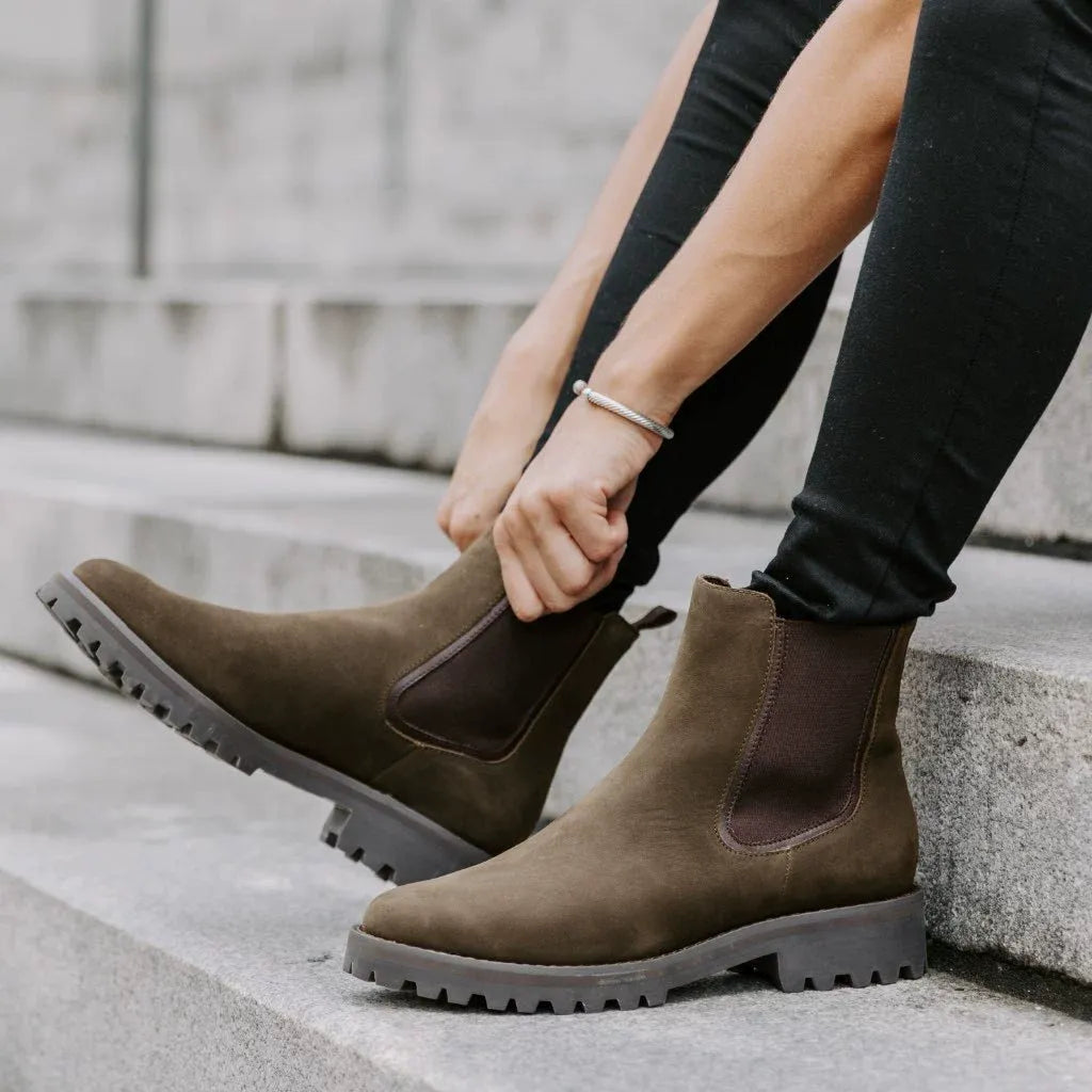 Women's Ankle Boots Chunky Lug Sole Sturdy Design Casual Footwear
