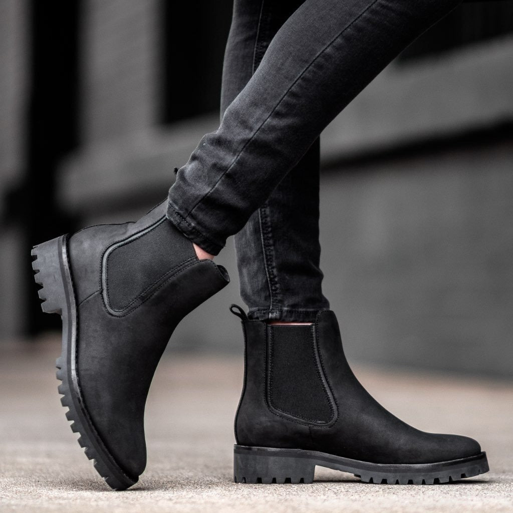 Women's Ankle Boots Chunky Lug Sole Sturdy Design Casual Footwear