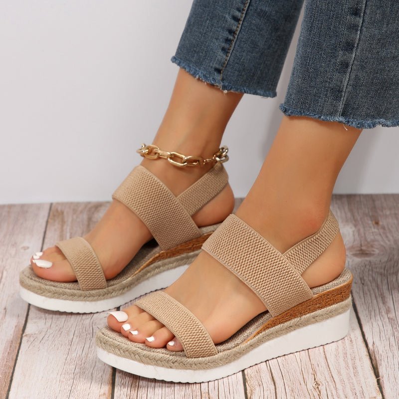 Women's Platform Sandals Elastic Straps Casual Footwear